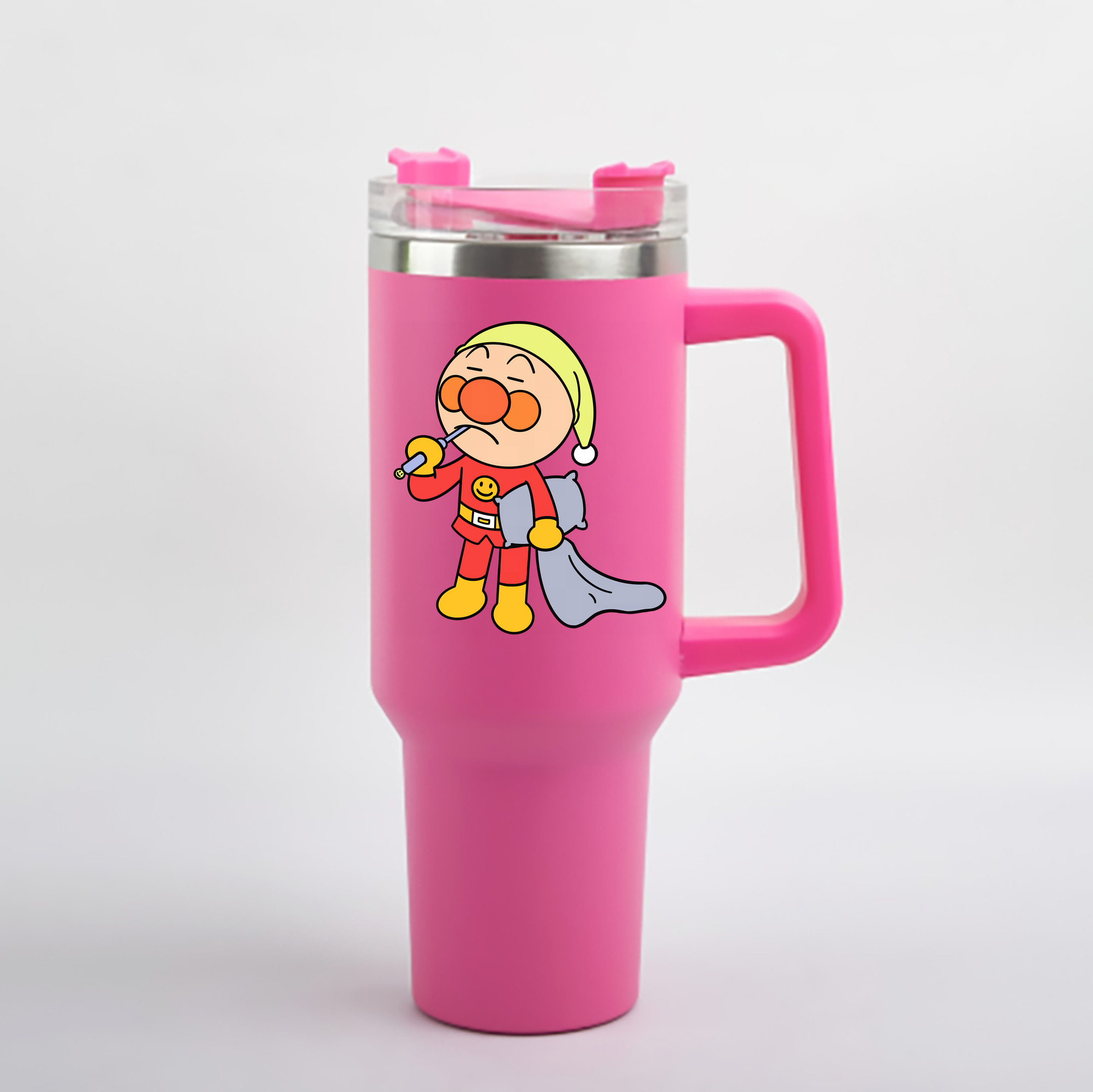 （画像用） アンパンマン Anpanman 1200mL車用タンブラー - クリスタルステッカー（プラスチックストロー付き）